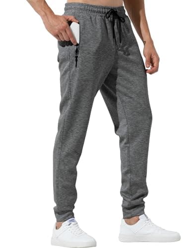 Image of Casey Kevin Men's Joggers Tracksuit Bottoms Sweatpants Sports Trousers Gym Joggers with Zip Pockets Drawstring Slim fit Causal Running Clothes,Dark,Grey,M