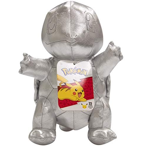 Image of Pokémon 25th Celebration 8" Silver Squirtle Plush - Limited Edition Shiny Silver Turtle Stuffed Animal Toy - 2+