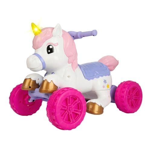 Image of ATOM Unicorn Quad Bike Electric Ride-On for Kids | 6V Battery Powered Ride On Toy | Push Button Control | 40 Minute Run Time | 3km/h Safe Speed | Unicorn Ride On Quad for Children Aged 2+