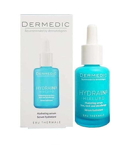 Image of PREMIUM Hyaluronic Acid Anti Ageing and Anti Wrinkle Serum For Face, Neck and Decolletage - Clinical Strength (15% HA), For day and night use. Ideal as make-up base. Hypoallergenic with Thermal Water. Dermedic Hydrain3 Hialuro