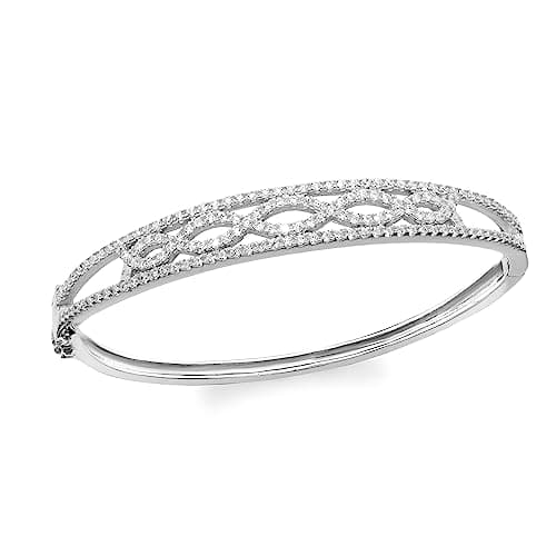 Image of Tuscany Silver Women's Sterling Silver Rhodium Plated Cubic Zirconia Elliptic Bangle