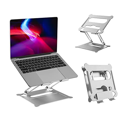 Image of Properav Adjustable Aluminium Laptop & Tablet Stand Holder, Fully Adjustable Height & Angle Riser for MacBook Air/Pro, Dell, HP, ASUS, Google, Lenovo, Acer, Chromebook, Microsoft Surface & More