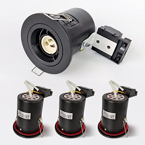 Image of 4XSweier 90 Minute IP20 Fire Rated LED Recessed Downlight,Black Ceiling Spotlight, Recessed Spotlight with GU10 Junction Box (Bulbs not Included)