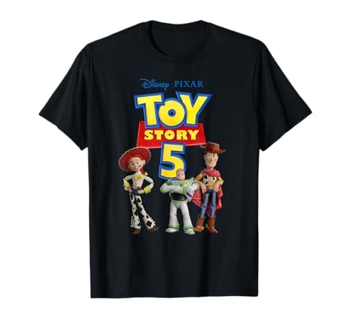 Image of Disney and Pixar's Toy Story 5 Logo & Our Hero Trio T-Shirt