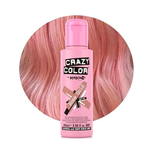 Image of Crazy Color Metallic Rose Gold Semi-Permanent Hair Dye. Highly Pigmented Metallic Peach Conditioning & Oil Nourishing Vegan Formula | No Bleach or Ammonia | 100ml