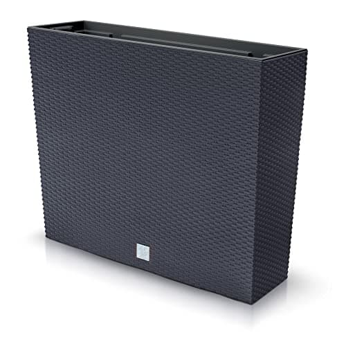 Image of URBN GARDEN Tall Rectangle Rattan Floor Standing Planter Indoor Outdoor Patio Plant Pot Trough (Anthracite)