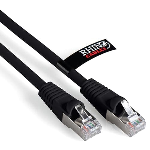 Image of rhinocables CAT 6a Ethernet Cable | 10Gbps S/FT High-Speed & Large Bandwidth Data Transfer | Reliable LAN Network RJ45 Cable | Wi-Fi Broadband Cable for Seamless Gaming & Streaming (0.25m, Black)
