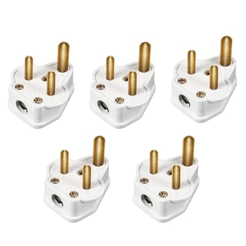 Image of 5Pcs 5 Amp Round Pin Plug Lamp, Round 3 Pin Plugs for Stage Lighting Lamp(White) (5)