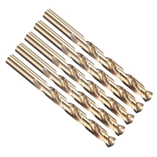 Image of PATIKIL 11.5mm Drill Bit 29/64", M35 Cobalt 5% High-Speed Steel Jobber Straight Shank 135° Gold Finish for Stainless Steel Hard Metal - 5 Pack