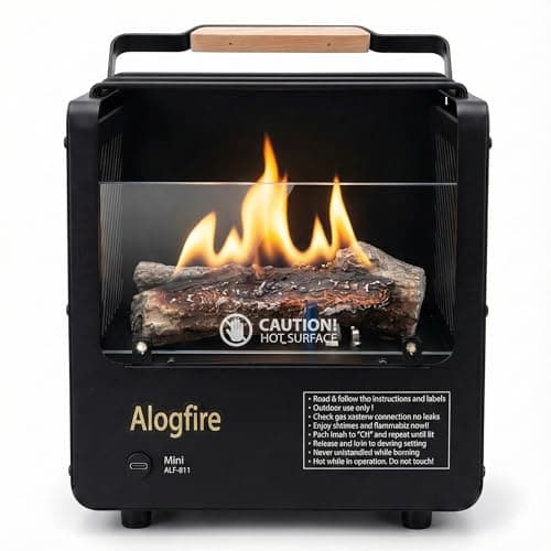 Image of ALOGFIRE Mini Portable outdoor Butane Gas Heater, (2.2kg,1.5KW), Smokeless 3-in-1 Gas Fire Pit, Stove & Fireplace for UK Camping, Fishing, and Caravanning, Camping Stove, Real Flame Table Top.