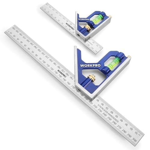 Image of WORKPRO Adjustable Combination Square Set, 150 + 300mm, Stainless Steel Angle Ruler with Bubble, Multifunctional Measuring Tool