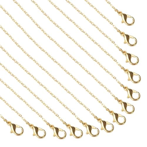 Image of Zythrem 30 Pcs Necklace Chain 18 Inch Gold Plated Necklace Chain for Jewellery Making Bulk Necklace Chains with Lobster Claw Clasp 2 mm Thin Chains Gold Cable Chains for Necklace Making DIY Supplies