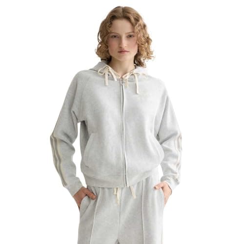 Image of Scotch & Soda Womens Zip Through Interlock Hoodie Sweatshirt, Light Grey Melange U051, XL UK