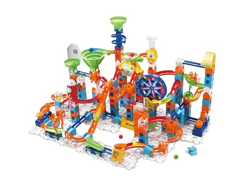 Image of VTech Marble Rush Adventure Set, Construction Toys for Kids with 10 Marbles and 128 Building Pieces, Electronic Track Set for Boys & Girls, Colour-Coded Toy with Sound, 4 Years +, English Version