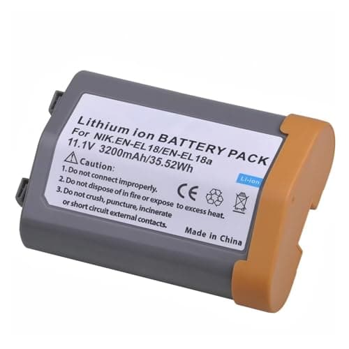 Image of 3200mAh EN-EL18 Battery,Compatible for Nikon, EN-EL18a EN-EL18b EN-EL18c, D4 D4S D5 D6 Digital SLR Cameras, MB-D12 MB-D17 MB-D18 Battery Grips,MH-33(1pcs Battery)