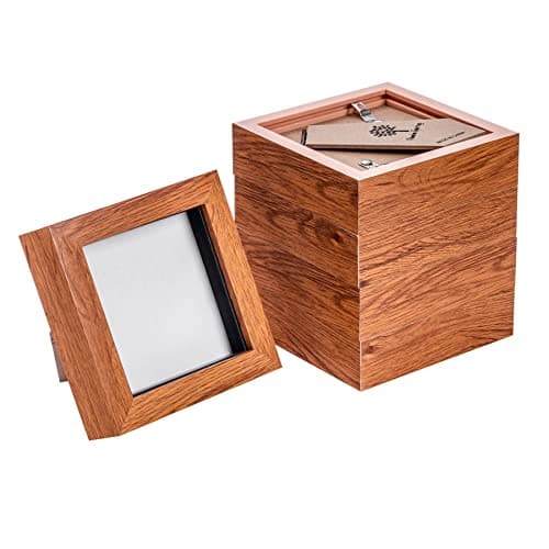 Image of Nicola Spring 3D Shadow Box Photo Frames - 4 x 4 (10 x 10cm) - Pack of 5 - Dark Wood 3D Photo Frame Picture Frame Box Small Square Display Case for Crafts, Keepsakes, Wedding, Graduation