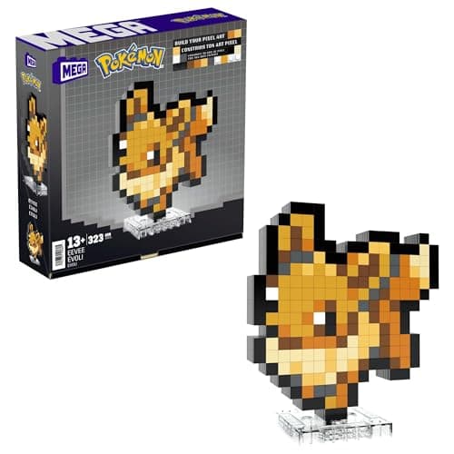 Image of MEGA Pokémon Action Figure Building Set, Eevee with 323 Pieces and Pixel Retro Style, for Table or Wall Decor, Build & Display Toy for Collectors, HTH78