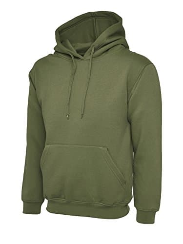Image of Mens Classic Plain Pullover Hooded Sweatshirt Hoodie Sweater (22 Colours) Military Green