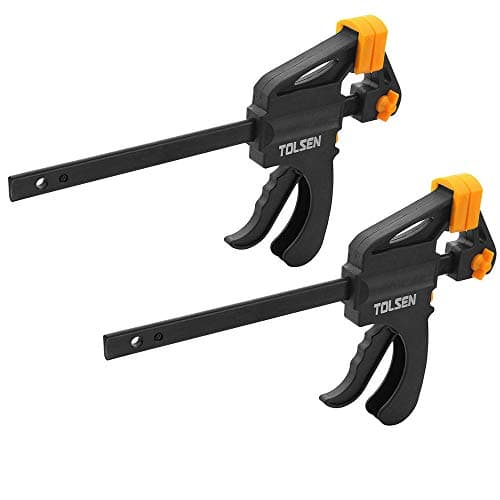 Image of Tolsen Quick Release Ratchet Clamp 150mm (6")- Heavy Duty Woodworking Quick Grip F Clamps - 2 Pack