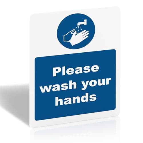 Image of 1pc Please Wash Your Hands Sign - 200mm x 150mm - Self-Adhesive Vinyl Sticker, UV Printed, Matte Finish - EN ISO 7010 Standard