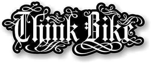 Image of B&W ' Think Bike ' Safety Slogan Design with Energy Drink Style Motif Vinyl Car Bike Sticker Decal 190x75mm