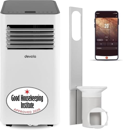 Image of Devola 9000 BTU WiFi Portable Air Conditioner, 4-in-1 Cooling, Dehumidifier Fan Modes & Sleep Mode, 24H Timer, 2 Window Venting Kit Included, Air Conditioning Unit For Rooms Up to 20㎡
