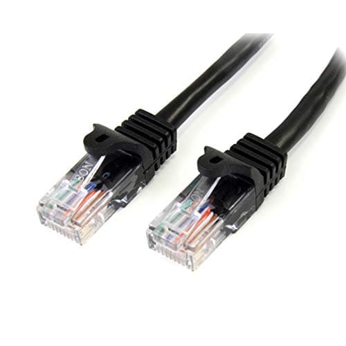 Image of StarTech.com 3 m Black Cat5e Snagless RJ45 UTP Patch Cable - 3m Patch Cord - Ethernet Patch Cable - RJ45 Male to Male Cat 5e Cable (45PAT3MBK)