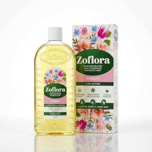 Image of Zoflora Bouquet Concentrated Disinfectant 500ml - Multi Surface Antibacterial Liquid Kills 99.9% Bacteria & Viruses - Pet Safe All Purpose Cleaner with Long Lasting Fragrance for Home