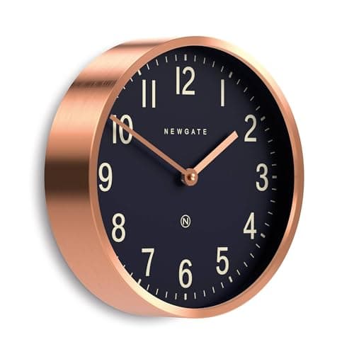 Image of NEWGATE® Master Edwards wall clock | Mid-century style clock | 30cm | Deep metal case with copper/rose gold finish | Modern retro design for kitchen, living room or office