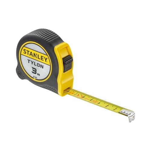Image of STANLEY 3m Tylon Tape Measure with TRU-ZERO Anchor Hook, Retractable, High Visibility Tape Measure, 3m x 13mm, Metric Only, 1-30-687