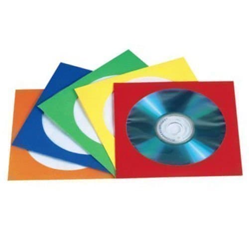 Image of 100 CD/DVD Colour Paper Sleeves Color Sleeve Cover Case With Window & Flap