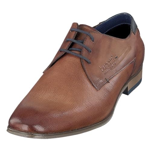 Image of bugatti Men's Business shoe made of leather, Derby with two-tone finish, Brown, 9 UK