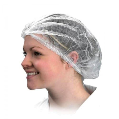 Image of Disposable White Mob Caps Hair Net Spray Tanning Caps X 100 N&b