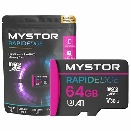Image of Mystor Micro SD Memory Card for Nextbase 522GW, 322GW, 422GW, 622GW, IQ 1K, 2K, 4K Nextbase MicroSD card Dash Cam Micro SD Memory Cards Dash Cam, Video Speed V30, UHS-1 U3 (64GB MicroSD RapidEdge)