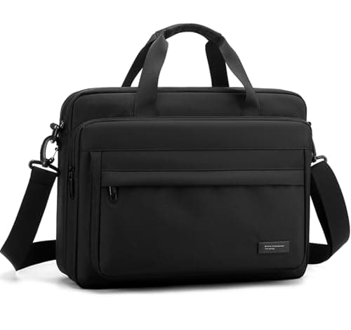 Image of zhongningyifeng Laptop Bag 15.6 Inch Briefcase for Men Women Waterproof Nylon Lightweight, Shoulder Computer Messenger Handbag for Business Office Work Travel College Black