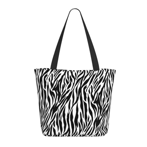 Image of Zhengjia Zebra Print Tote Bag For Women - Stylish Shoulder Bags With Zipper For Work, Beach, Travel, And Shopping