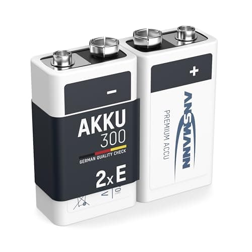 Image of ANSMANN 9V Block Batteries [Pack of 2] 300mAh NiMH Precharged Rechargeable 9V E-Block Battery for Walkie Talkies, Speakers, Microphones, Multimeters, Clock Radios, Remote Control Cars, Toys