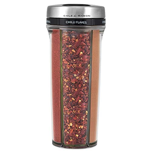 Image of Cole & Mason Saunderton Herb and Spice Storage Jar and Shaker with Spices Included, Adjustable Multi-Use Seasoning Dispenser with Precision Pour Control