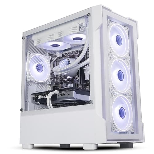 Image of ionz Gaming PC - Desktop Computer, Ryzen 5 5600, NVIDIA RTX 5060,16GB RAM 1TB SSD, 240mm AIO, Windows 11, 600W 80+ PSU, Tornado - White