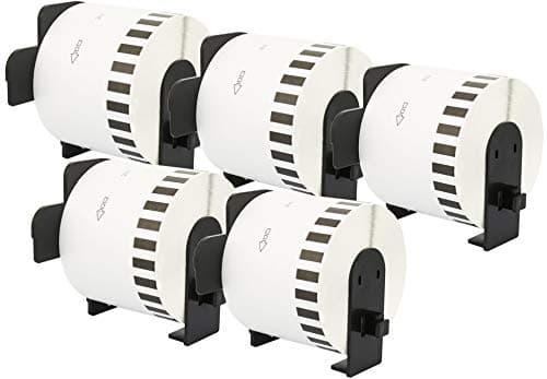 Image of 5 Compatible Rolls DK44205 DK-44205 62mm x 30.48m Continuous Removable Labels for P-Touch QL-500 QL-550 QL-560 QL-570 QL-700 QL-720NW QL-800 QL-810W QL-820NWB QL-1050 QL-1100 QL-1110NWB