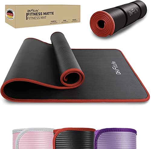 Image of DH FitLife Yoga Mat 183 x 61 x 1 cm – Extra Thick, Non-Slip Exercise & Fitness Mat, Durable Gymnastics Mat for Pilates, Workout & Home Gym (Black)
