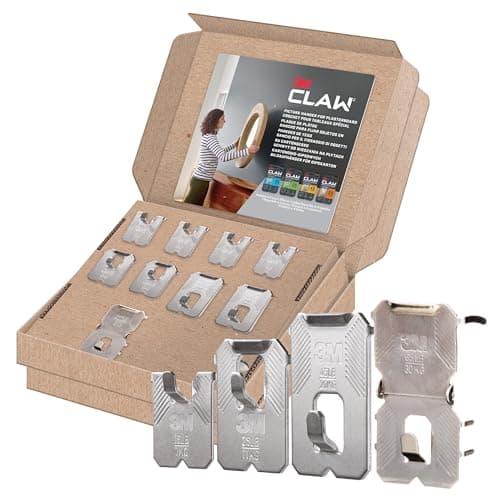 Image of 3M CLAW Plasterboard Picture Hanger Assorted Pack - 9 Hooks for Heavy Items, Mirrors & Home Décor - No Tools Needed (7kg, 11kg, 20kg, 30kg)