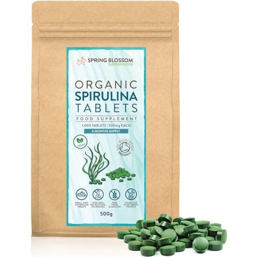 Image of 500G Organic SPIRULINA Tablets [1000 x 500mg] Natural Dietary Food Supplement, Premium Quality, Non-GMO Vegan Detox Superfood Rich in Protein, Vitamins, Amino Acids, Iron - Soil Association Certified