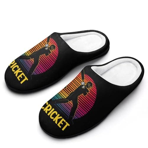 Image of Vintage Cricket Men's Cotton Slippers Memory Foam Warm House Shoes for Indoor Outdoor 9-10(42-43)