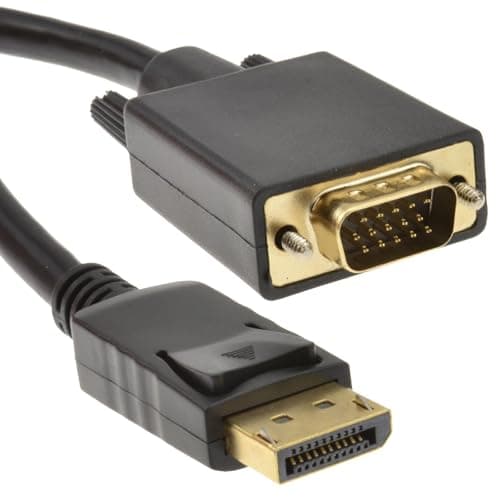 Image of kenable DisplayPort to VGA Cable Male to Male Adapter Lead Gold Contacts 1m Black