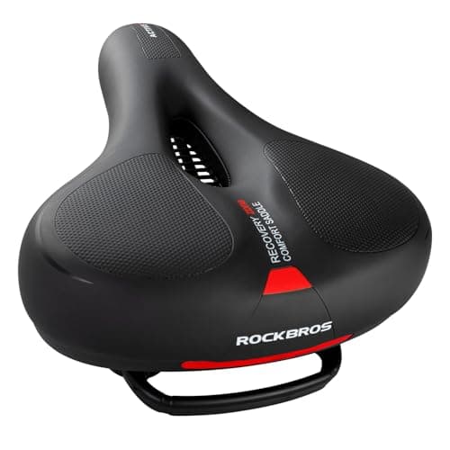 Image of ROCKBROS Bike Seat Cushion - Comfortable Soft Bicycle Saddle for Men & Women - Ergonomic, Breathable, Waterproof - Fits MTB, Road, Spinning, Exercise & City Bikes - 26 * 22cm