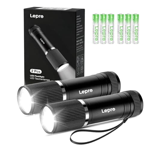 Image of Lepro Small Torches Battery Powered, 2 Pack EDC Torch with Aluminum Body, IPX4 Waterproof Perfect for Camping, Emergency, Dog Walking, Daily Carry and Outdoor Hiking (Batteries Included)