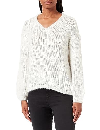 Image of VERO MODA Women's Vmada LS V-Neck Pullover Ga Noos Sweater, Snow White, M