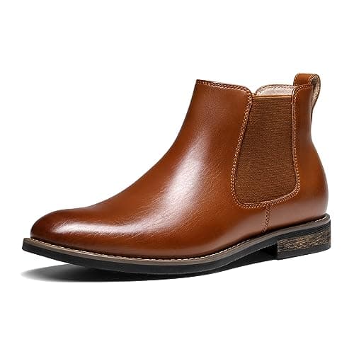 Image of Bruno Marc Men's Leather Chelsea Ankle Boots, Work and Fashion, Walking and Comfort Casual Business Shoes,Size 7,Brown,URBAN-06-1