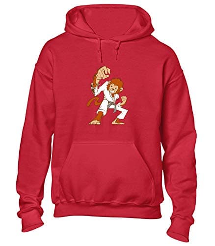 Image of JLB Print Kungfu Monkey Cool Novelty Premium Quality Unisex Hoodies for Men, Women and Teens - Red/L